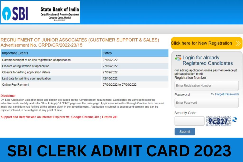 sbi.co.in Clerk Admit Card 2023, SBI Junior Associate Call Letter